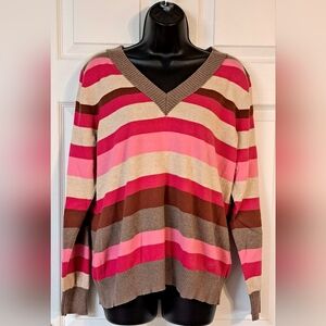 Izod Striped V-Neck Sweater